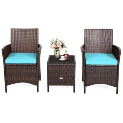 Costway 3PCS Patio Rattan Furniture Set Cushioned Sofa Glass Tabletop Deck RedBlue White 19 Costway 3PCS Patio Rattan Furniture Set Cushioned Sofa Glass Tabletop Deck RedBlue White -Costway GUEST 49e94270 86f6 4420 8325 534b0988402b