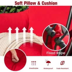 Costway Hanging Folding Egg Chair With Stand Soft Cushion Pillow Swing Hammock TurquoiseGreyRed 17 Costway Hanging Folding Egg Chair With Stand Soft Cushion Pillow Swing Hammock TurquoiseGreyRed -Costway GUEST 4a0c57a1 9baa 43bf bc13 7631bef4e282