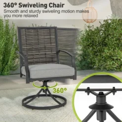 Costway 3 PCS Patio Swivel Chair Set Coffee Table Wicker Cushioned Seat Balcony Porch 14 Costway 3 PCS Patio Swivel Chair Set Coffee Table Wicker Cushioned Seat Balcony Porch -Costway GUEST 4a352c52 37ca 4ae3 bd02 3781eca6152c