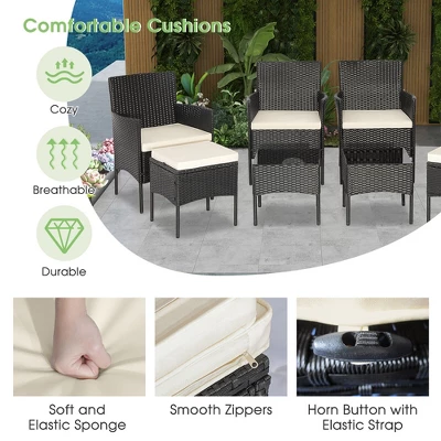 Costway 8PCS Patio Rattan Furniture Set Sofas Ottomans Cushioned Table Free Combination 5 Costway 8PCS Patio Rattan Furniture Set Sofas Ottomans Cushioned Table Free Combination - Image 5