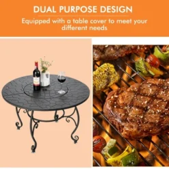 Costway 35.5'' Patio Fire Pit Dining Table Charcoal Wood Burning W/ Cooking BBQ Grate 13 Costway 35.5'' Patio Fire Pit Dining Table Charcoal Wood Burning W/ Cooking BBQ Grate -Costway GUEST 4adb1e5d 2a32 4c6c a94d f100bcce440b