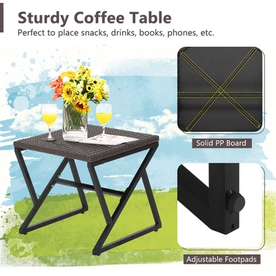 Costway 3PCS Patio Rattan Wicker Rocking Chairs Table Bistro Set Cushioned Rocker Garden 4 Costway 3PCS Patio Rattan Wicker Rocking Chairs Table Bistro Set Cushioned Rocker Garden - Image 4