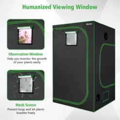 Costway 4x4 Grow Tent, 48''x48''x80'' High Reflective Mylar W/Observation Window GrayBlack -Costway GUEST 4af111a8 e0a4 4047 96ee ec14ac53fd6c