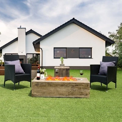 Costway 48''x27'' 50,000 BTU Propane Fire Pit Table Set W/ Side Table Tank Storage & Cover 1 Costway 48''x27'' 50,000 BTU Propane Fire Pit Table Set W/ Side Table Tank Storage & Cover