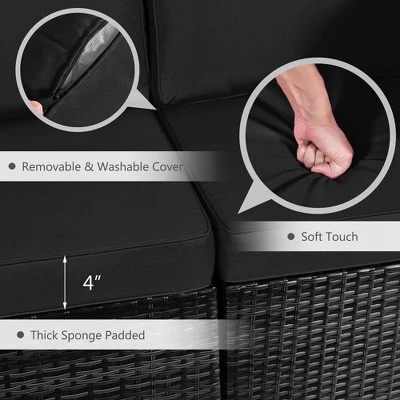 Costway 7PCS Patio Rattan Furniture Set Fire Pit Table Cover Cushion Off WhiteBlackNavyRedTurquoise 3 Costway 7PCS Patio Rattan Furniture Set Fire Pit Table Cover Cushion Off WhiteBlackNavyRedTurquoise - Image 3