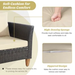 Costway 3PCS Patio Wicker Rattan Sofa Set Furniture Outdoor Acacia Wood Conversation -Costway GUEST 4b69545a d8ea 4452 aa95 090e487695a0