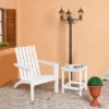 Costway 3PCS Patio Adirondack Chair Side Table Set Solid Wood Garden Deck White