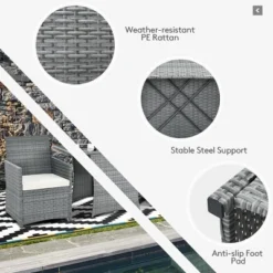 Costway 3PCS Patio Rattan Furniture Set Cushioned Sofa Armrest Garden WhiteRedNavyTurquoise 21 Costway 3PCS Patio Rattan Furniture Set Cushioned Sofa Armrest Garden WhiteRedNavyTurquoise -Costway GUEST 4b83fccd c4d9 4d70 b0f0 d0aed4a490da