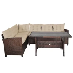 Costway 3PCS Rattan Dining Set Patio Furniture 6 Seats Sofa Cushioned -Costway GUEST 4c18ddea 6fea 461b b567 9d05136dddc1
