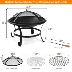 Costway 22'' Steel Outdoor Fire Pit Bowl BBQ Grill W/ Wood Grate Cooking Grate Poker -Costway GUEST 4c336482 42e5 4eed 8dc3 e15063e6bba5