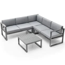 Costway 4PCS Patio Furniture Set Aluminum Frame Loveseat Coffee Table Cushions Deck Grey 12 Costway 4PCS Patio Furniture Set Aluminum Frame Loveseat Coffee Table Cushions Deck Grey -Costway GUEST 4c8a44f4 2150 43e0 9605 6cb5eeacdbb5