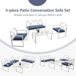 Costway 4PCS Patio Conversation Furniture Set Armrest Cushioned Loveseat Sofas Garden -Costway GUEST 4ca51fee d0d7 4569 ba9e 506b5daded79