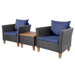 Costway 3PCS Patio Wicker Rattan Sofa Set Furniture Acacia Wood Conversation -Costway GUEST 4cb906ef d223 4809 a924 0ea8cf09c070