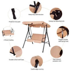 Costway Loveseat Patio Canopy Swing Glider Hammock Cushioned Steel Frame Outdoor 14 Costway Loveseat Patio Canopy Swing Glider Hammock Cushioned Steel Frame Outdoor -Costway GUEST 4cce2e52 e269 4828 9c40 5a4e8547eaec