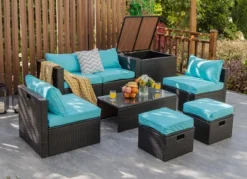 Costway 8PCS Patio Rattan Furniture Set Space-Saving Storage Cushion BlackTurquoiseNavy Cover 26 Costway 8PCS Patio Rattan Furniture Set Space-Saving Storage Cushion BlackTurquoiseNavy Cover -Costway GUEST 4ce77c60 8417 4fe8 9f8b 26ca5936fe61
