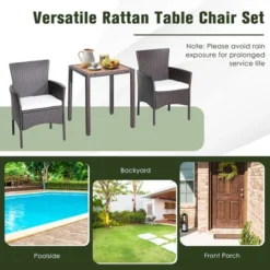 Costway 3PCS Patio Wicker Dining Set Acacia Wood Table Top With Cushioned Chairs Garden 15 Costway 3PCS Patio Wicker Dining Set Acacia Wood Table Top With Cushioned Chairs Garden -Costway GUEST 4cfc59e2 070a 41ef a447 4e9df80571cb
