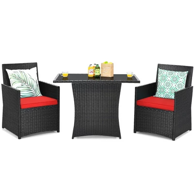 Costway 3PCS Patio Rattan Furniture Set Cushion Sofa Armrest Garden Deck 4 Costway 3PCS Patio Rattan Furniture Set Cushion Sofa Armrest Garden Deck - Image 4