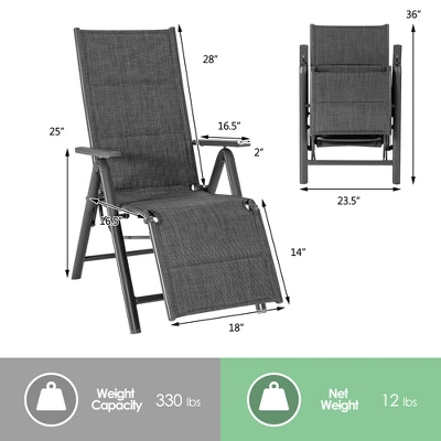 Costway Outdoor Foldable Reclining Padded Chair Aluminum Frame Adjustable 1 Costway Outdoor Foldable Reclining Padded Chair Aluminum Frame Adjustable