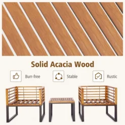 Costway 3pcs Patio Acacia Wood Bistro Conversation Cushioned Chair & Table Set Outdoor 12 Costway 3pcs Patio Acacia Wood Bistro Conversation Cushioned Chair & Table Set Outdoor -Costway GUEST 4d284b17 d65d 4347 afaf 613e71b5e64e