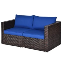 Costway 4PCS Patio Rattan Corner Sofa Sectional Furniture SetBlueBeigeNavy Cushion -Costway GUEST 4d4da3ba 09bb 4e00 8377 1e9e0c3f9f73