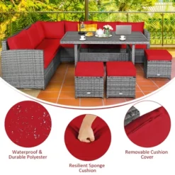 Costway 7 PCS Patio Rattan Dining Set Sectional Sofa Couch Ottoman Garden WhiteRedBlack 20 Costway 7 PCS Patio Rattan Dining Set Sectional Sofa Couch Ottoman Garden WhiteRedBlack -Costway GUEST 4d5859ab ed68 48e5 b1a8 666bb4c33928