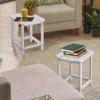 Costway 2PCS 18'' Patio Adirondack Side Table Weather Resistant Garden Yard White