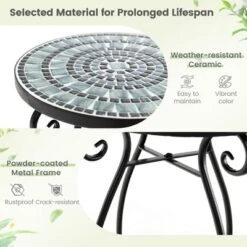 Costway Mosaic Outdoor Round End Table With Weather Resistant Ceramic Tile Tabletop -Costway GUEST 4dcacd00 6415 42cb b28e 59dab8d4c3b8