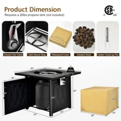 Costway 32'' Propane Fire Pit Table Square Tabletop W/Lava Rocks Cover 50,000 BTU 11 Costway 32'' Propane Fire Pit Table Square Tabletop W/Lava Rocks Cover 50,000 BTU -Costway GUEST 4eb960b8 3b4d 4432 bc21 a5eb5061d645