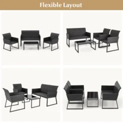 Costway 4 PCS Patio Wicker Furniture Set Outdoor Conversation With Quick-Drying Foam 8 Costway 4 PCS Patio Wicker Furniture Set Outdoor Conversation With Quick-Drying Foam -Costway GUEST 4f0bfa45 7f01 4cc6 afaf 8823028fd45b