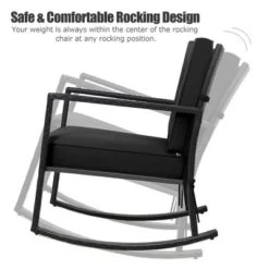 Costway Patio Rattan Rocker Chair Outdoor Glider Rocking Chair Cushion Lawn NavyBlackGrey -Costway GUEST 4f24e8b4 4441 4b2b bf72 e3178d008807