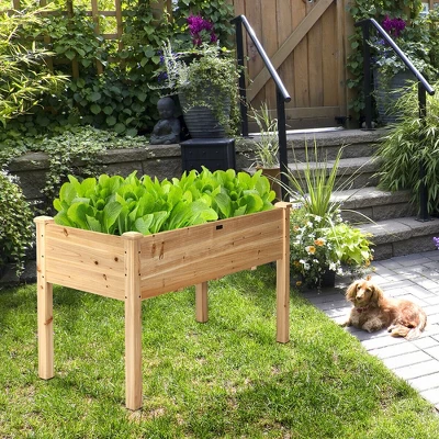 Costway Wooden Raised Vegetable Garden Bed Elevated Grow Vegetable Planter 1 Costway Wooden Raised Vegetable Garden Bed Elevated Grow Vegetable Planter