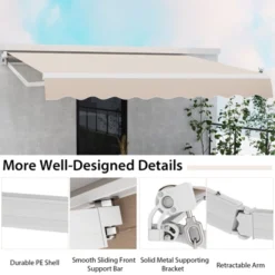 Costway Retractable Patio Awning Aluminum Deck Sunshade Shelter Outdoor Beige -Costway GUEST 4f83b532 9a1a 456b a575 82ea8e2c7a5c
