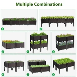 Costway Set Of 4 Raised Garden Bed Elevated Flower Vegetable Herb Grow Planter Box Brown 11 Costway Set Of 4 Raised Garden Bed Elevated Flower Vegetable Herb Grow Planter Box Brown -Costway GUEST 4fb27557 0929 4f04 90e6 8b77081ef547