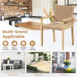 Costway Patio Chair Set Of 2/4 Rubber Wood Dining Armchairs Paper Rope Woven Seat Balcony 14 Costway Patio Chair Set Of 2/4 Rubber Wood Dining Armchairs Paper Rope Woven Seat Balcony -Costway GUEST 50095c33 c3ae 46e0 b740 4fff4f55be39
