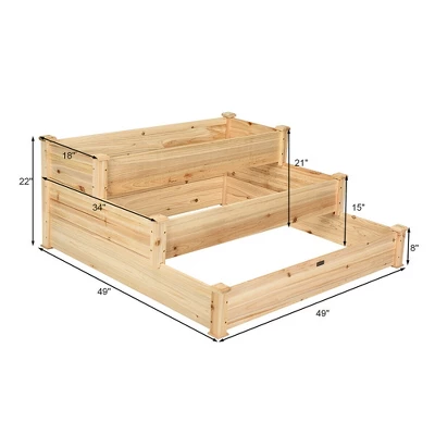 Costway 3 Tier Wooden Raised Vegetable Garden Bed Elevated Planter Kit Outdoor Gardening 1 Costway 3 Tier Wooden Raised Vegetable Garden Bed Elevated Planter Kit Outdoor Gardening