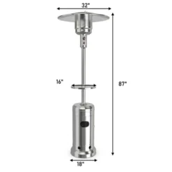 Costway 87'' Tall Patio Propane Heater 48,000 BTU W/Table & Wheels Silver -Costway GUEST 503400a1 fc18 48f4 aaae d65255ba10bd