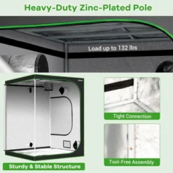 Costway 5x5 Grow Tent, 60''x60''x80'' High Reflective Mylar W/Observation Window GrayBlack -Costway GUEST 50c84a52 addc 41f2 9e78 766f96150b07