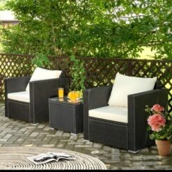 Costway 3PCS Patio Wicker Furniture Set Conversation Rattan Sofa Set W/Cushion Garden 11 Costway 3PCS Patio Wicker Furniture Set Conversation Rattan Sofa Set W/Cushion Garden -Costway GUEST 50eac46c 6207 4556 be74 d52b944ac595