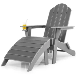 Costway HDPE Patio Folding Adirondack Chair Ottoman Set Footrest All-Weather -Costway GUEST 51aa836e 518b 405f 88a1 db8900af74b9