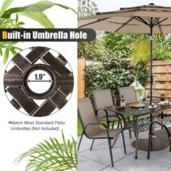 Costway 59'' Outdoor Dining Table All-Weather Cast Aluminum Umbrella Hole 6 Person Bronze -Costway GUEST 51ef4e49 dc5a 45cc ada4 207d585cf861