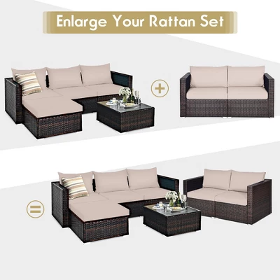 Costway 2PCS Patio Rattan Corner Sofa Sectional Furniture Cushion 5 Costway 2PCS Patio Rattan Corner Sofa Sectional Furniture Cushion - Image 5