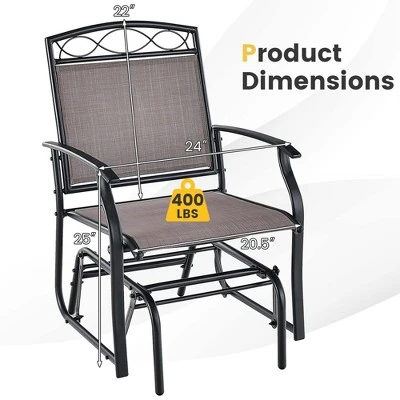 Costway 2pcs Patio Glider Set Single Swing Rocking Chair Heavy-Duty Metal Frame Outdoor 3 Costway 2pcs Patio Glider Set Single Swing Rocking Chair Heavy-Duty Metal Frame Outdoor - Image 3