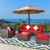 Costway 6PCS Patio Rattan Furniture Set Cushion Sofa Coffee Table