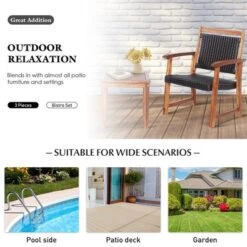 Costway 3PCS Patio Rattan Bistro Set Acacia Wood Frame Armrest Chairs Garden -Costway GUEST 523c177a 705b 4594 bf86 e10ebfce275b