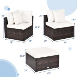 Costway 4PCS Patio Rattan Wicker Sofa Furniture Set Cushioned Conversation Ottoman Set -Costway GUEST 5242b450 fbbf 4f04 b29b 883849375889