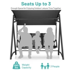 Costway Outdoor 3-Person Porch Swing Chair Aluminum Frame Adjust Canopy Patio -Costway GUEST 526bb4d2 5287 4d4b 8d71 fd1a4641d2ed