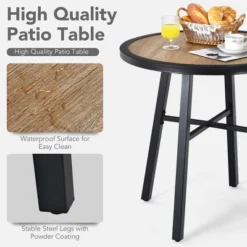 Costway 29'' Patio Round Bistro Metal Table Wood-Like Top Garden Deck Backyard 13 Costway 29'' Patio Round Bistro Metal Table Wood-Like Top Garden Deck Backyard -Costway GUEST 5293fc97 ef81 4abe a44f cfd1fe0c589e