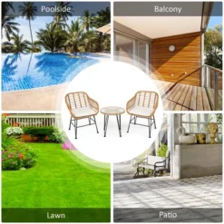Costway 3PCS Patio Rattan Bistro Furniture Set Cushioned Chair Table -Costway GUEST 5294b856 7bda 496a 9e30 0333ce80d4d0