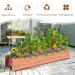 28/36/40 Inch Wooden Flower Planter Box Garden Yard Decorative Window Box Rectangular -Costway GUEST 52cd683b 1847 45b1 82b1 fc1d5d7e9989