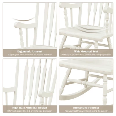 Costway Set Of 2 Wood Rocking Chair Glossy Finish White Coffe 8 Costway Set Of 2 Wood Rocking Chair Glossy Finish White Coffe - Image 8